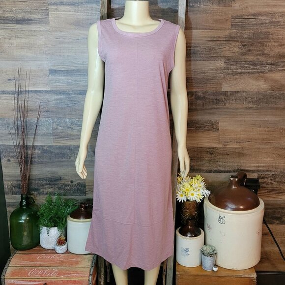 Vtg Teddi T Shirt Midi Dress M P Heathered Pink Minimalist Coastal Y2k - Picture 1 of 8